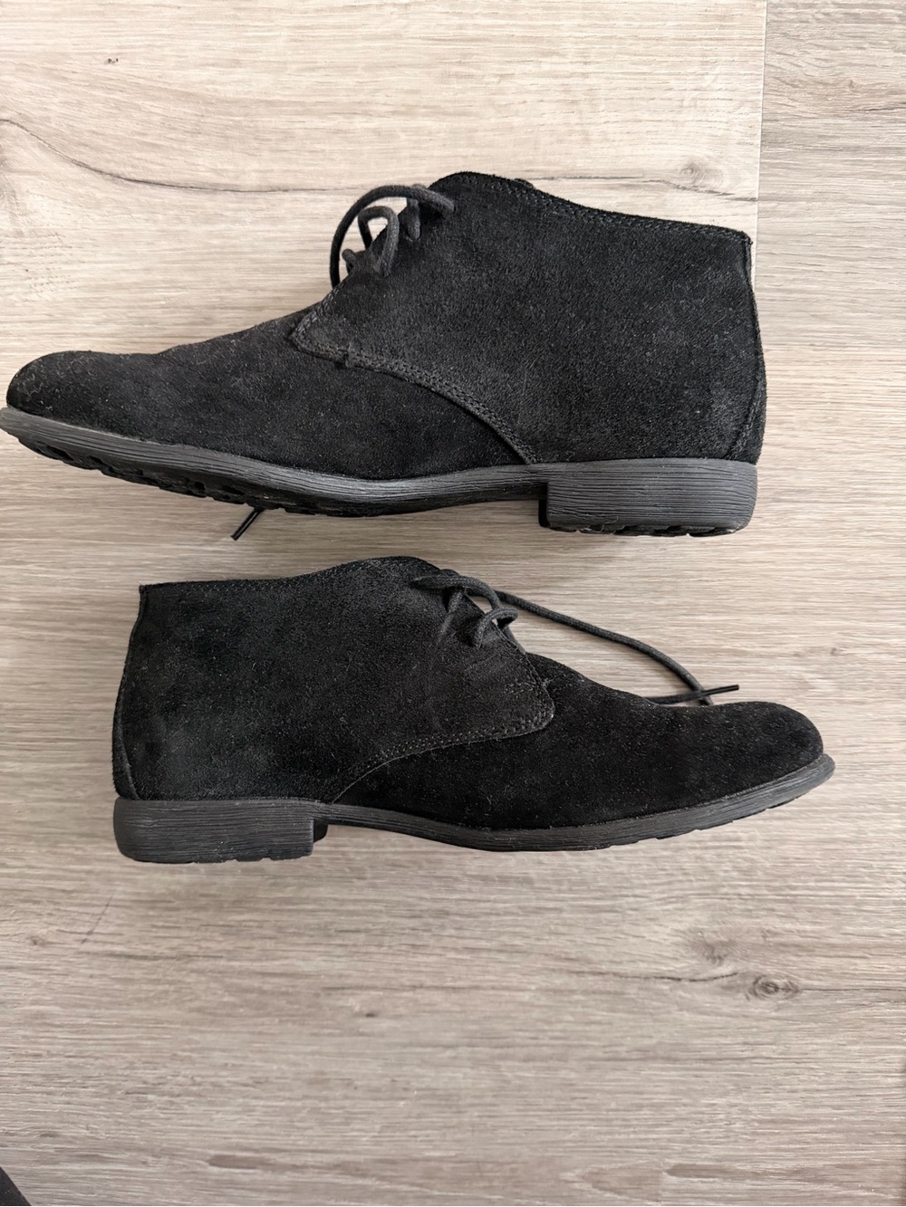 boc Black Suede Ankle Booties with Lace-Up Front